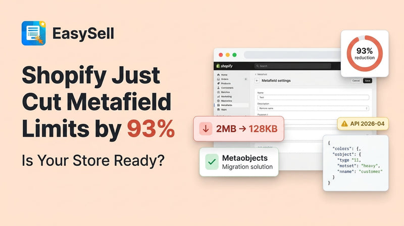 Shopify metafield size limit reduction from 2MB to 128KB with migration checklist