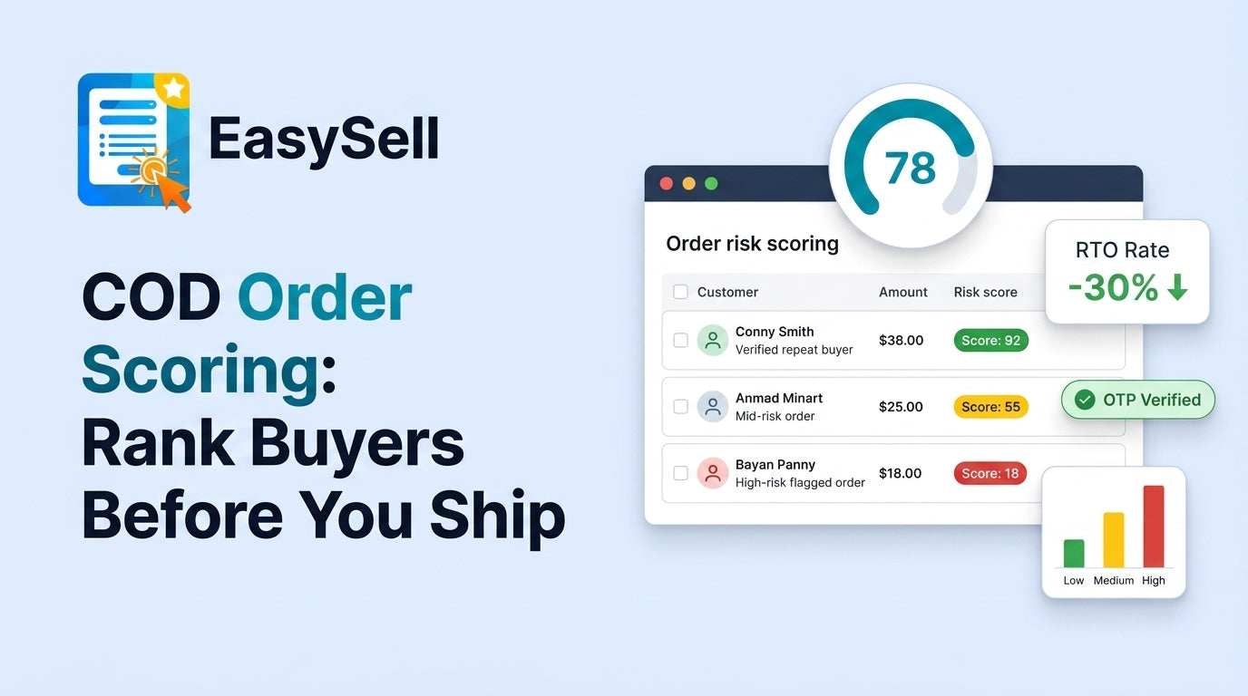 COD order scoring dashboard showing risk levels for cash on delivery orders with verification signals