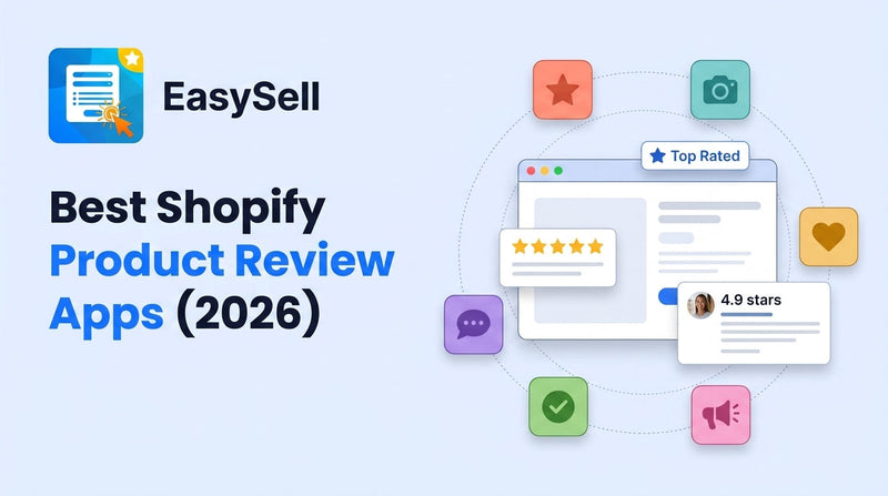 Comparison of the best Shopify product review apps for 2026 showing star ratings and app icons