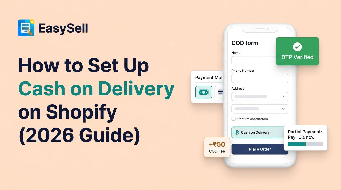 Shopify cash on delivery setup guide showing order form configuration and COD payment settings