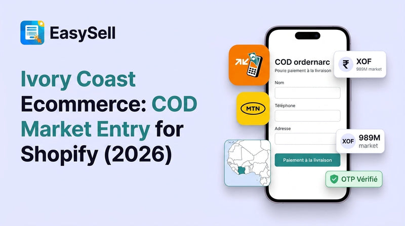 Ivory Coast ecommerce market entry guide showing COD and mobile money payment methods for Shopify merchants