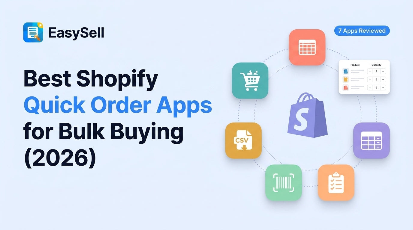 Best Shopify quick order apps for bulk buying shown in a clean product table layout with quantity selectors