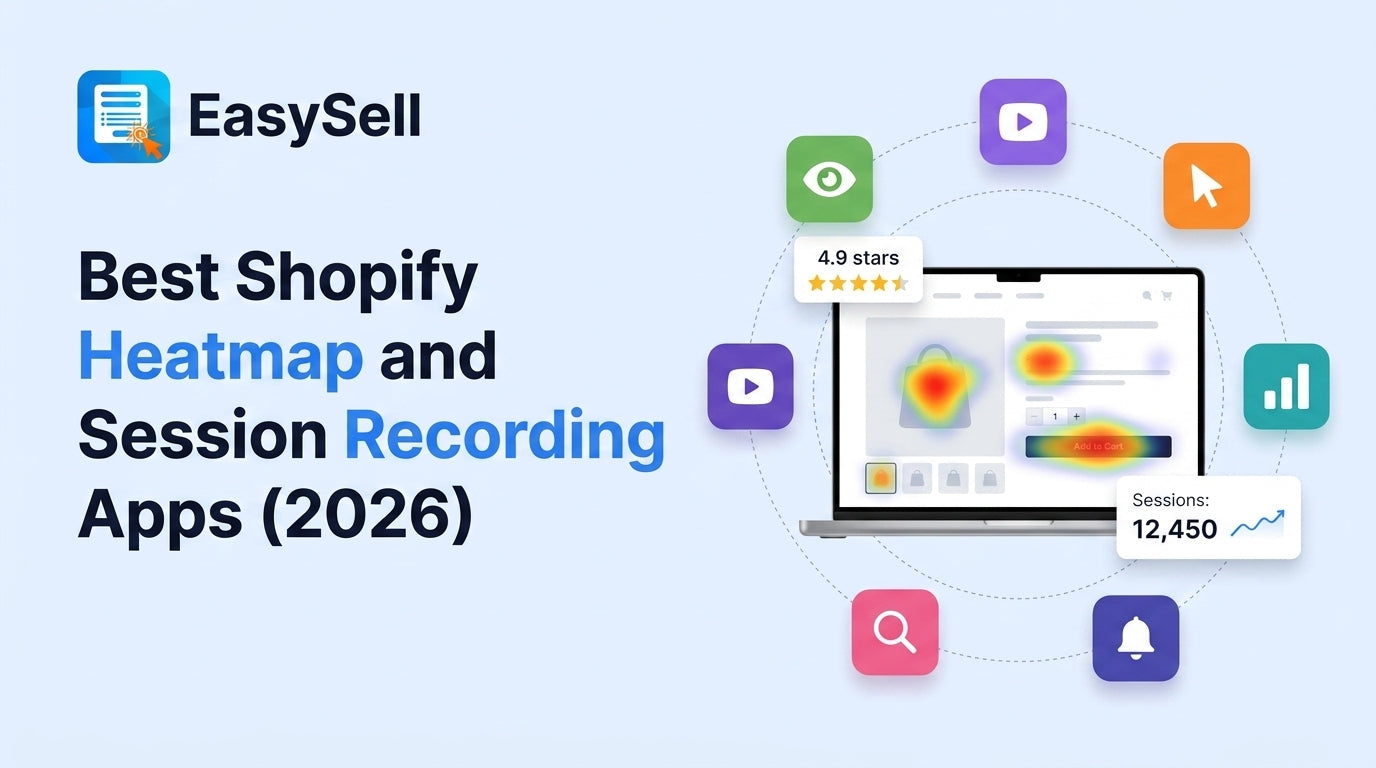 Best Shopify heatmap and session recording apps compared for 2026 with app icons and analytics visuals