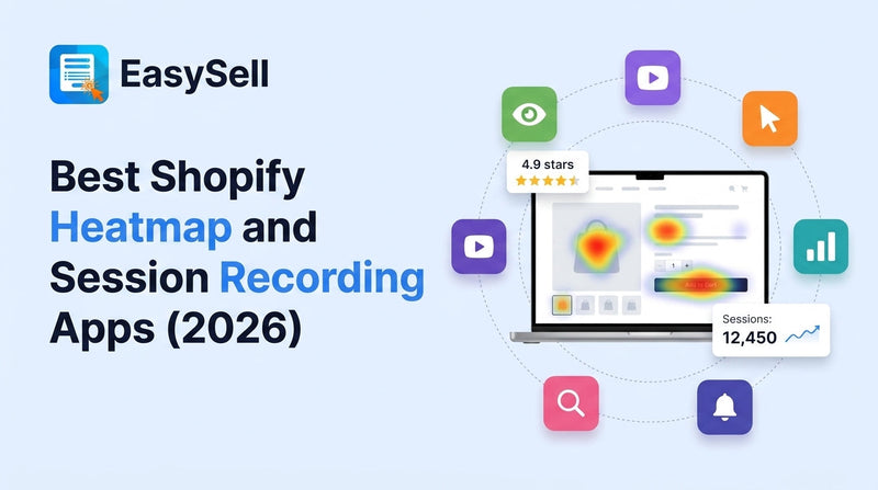 Best Shopify heatmap and session recording apps compared for 2026 with app icons and analytics visuals
