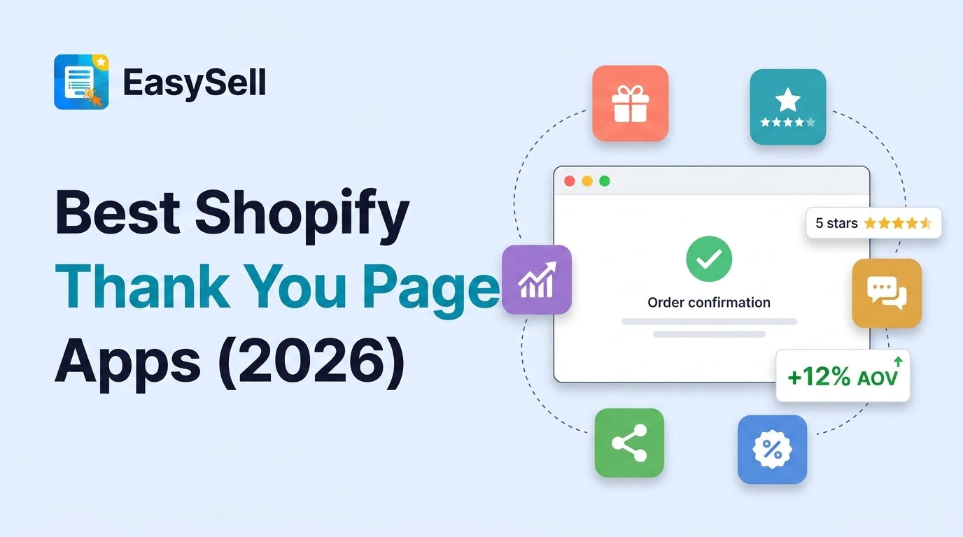 Best Shopify thank you page apps comparison showing post-purchase upsell and survey features for 2026