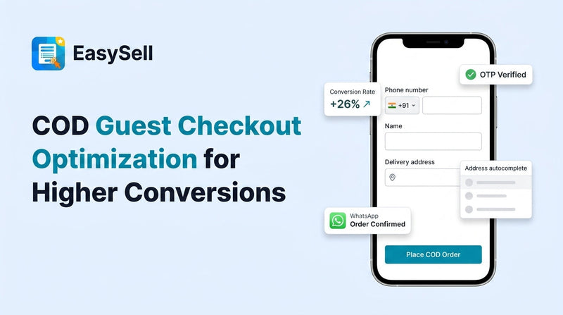 Optimized COD guest checkout form on mobile with phone number field and address autocomplete for higher conversions