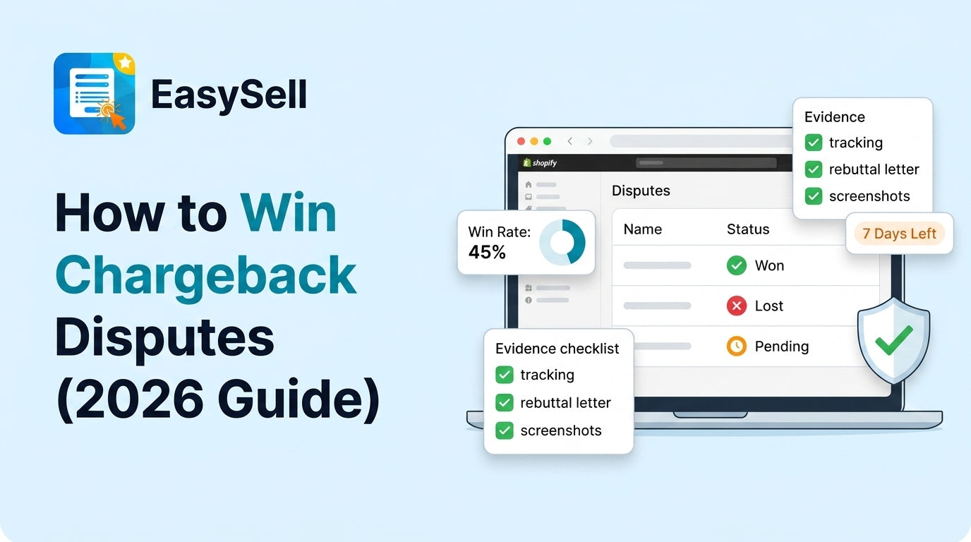 Shopify chargeback dispute response guide showing evidence submission steps and winning strategies