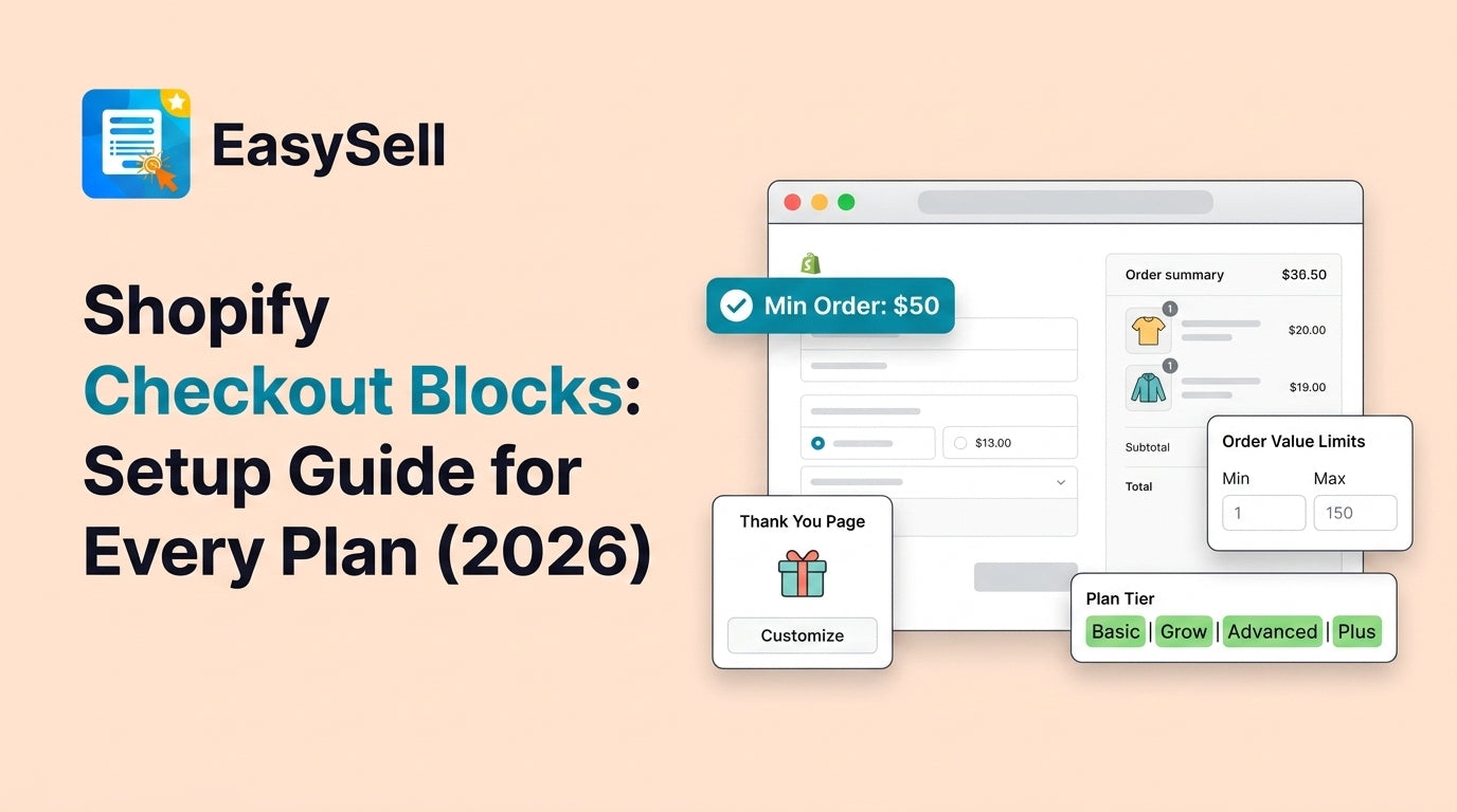 Shopify Checkout Blocks setup guide showing checkout customization options for every Shopify plan