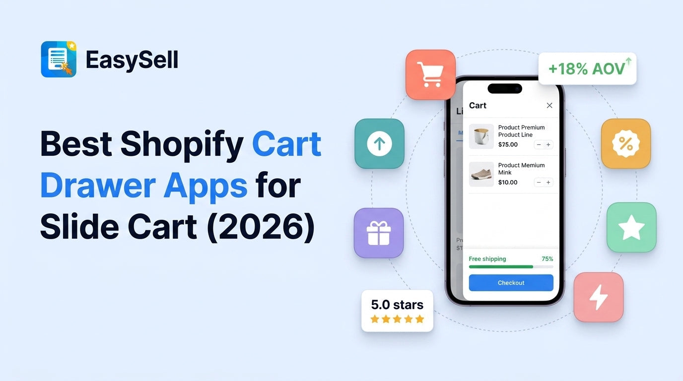 Best Shopify cart drawer apps comparison showing slide cart features and upsell options for 2026