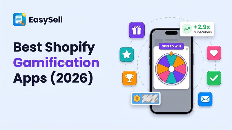 Best Shopify gamification apps for 2026 showing spin wheel and scratch card popup interfaces
