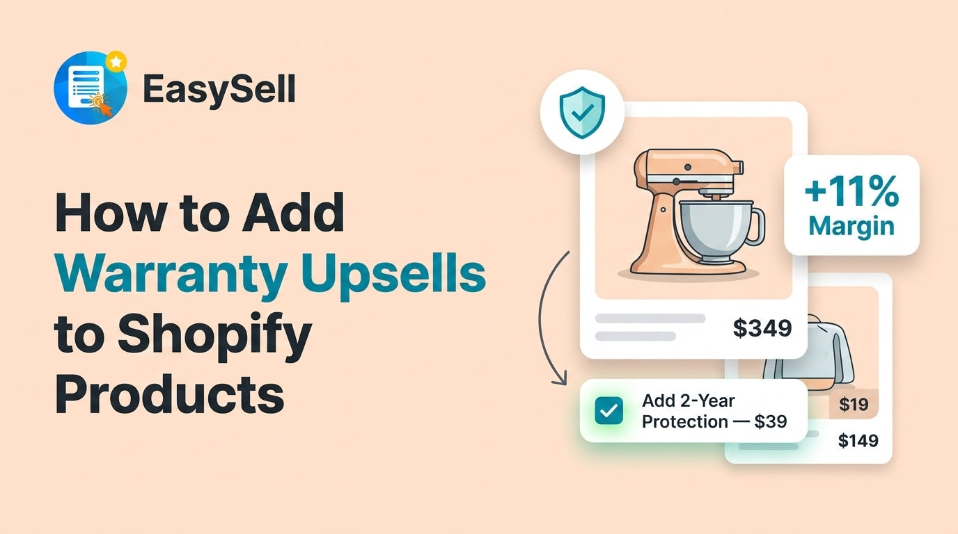 Shopify product page with warranty upsell checkbox and protection plan options