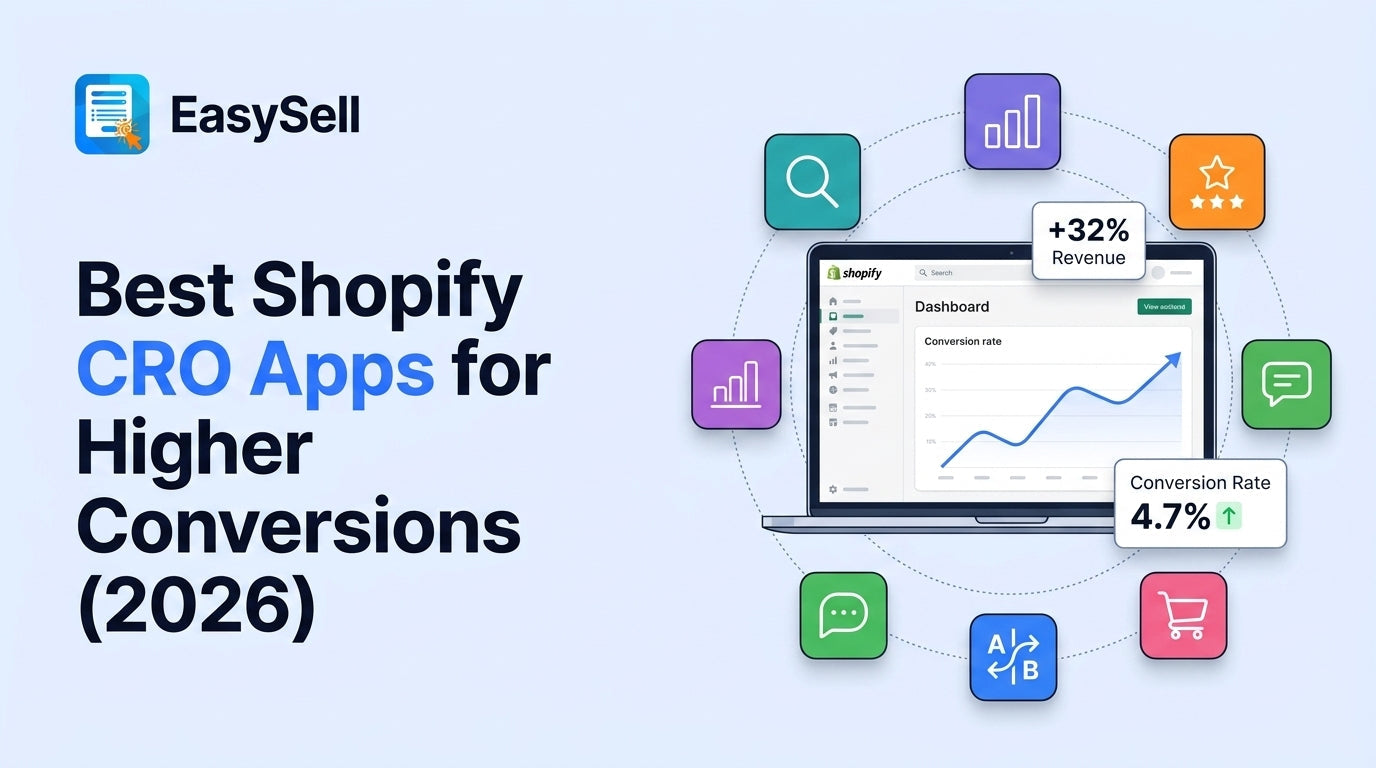 Best Shopify CRO apps for conversion rate optimization in 2026 with app icons and analytics dashboard