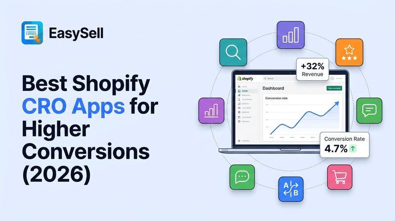Best Shopify CRO apps for conversion rate optimization in 2026 with app icons and analytics dashboard