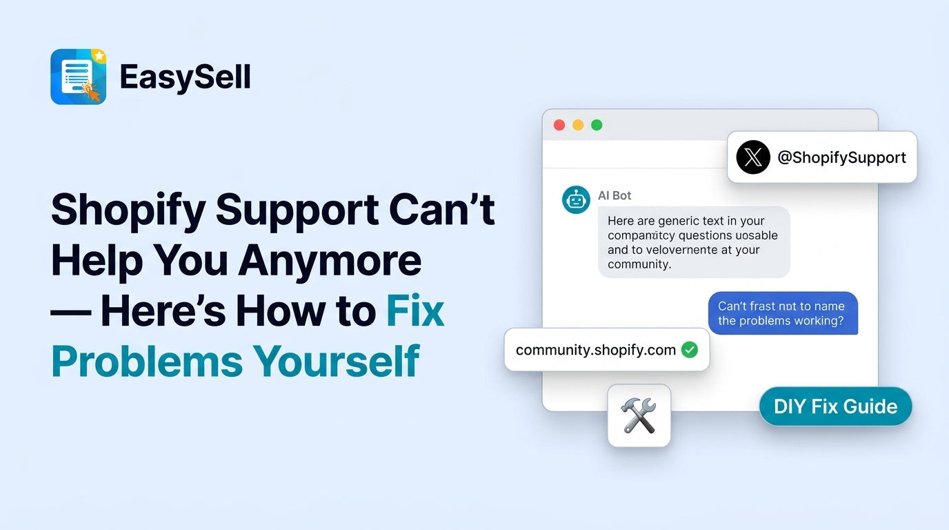 Shopify merchant troubleshooting store problems independently at their desk