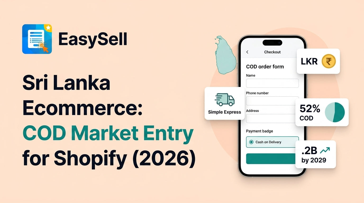 Sri Lanka ecommerce market entry guide showing COD payment flow and Shopify store setup for South Asian merchants