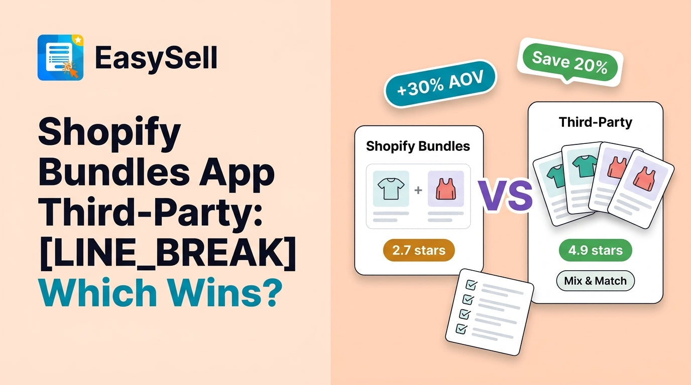 Comparison of Shopify Bundles app versus third-party bundle apps with feature checklist and pricing