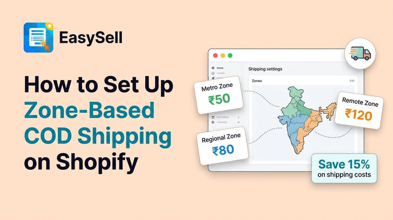 Shopify shipping zone setup dashboard showing different COD delivery rates for metro and remote areas