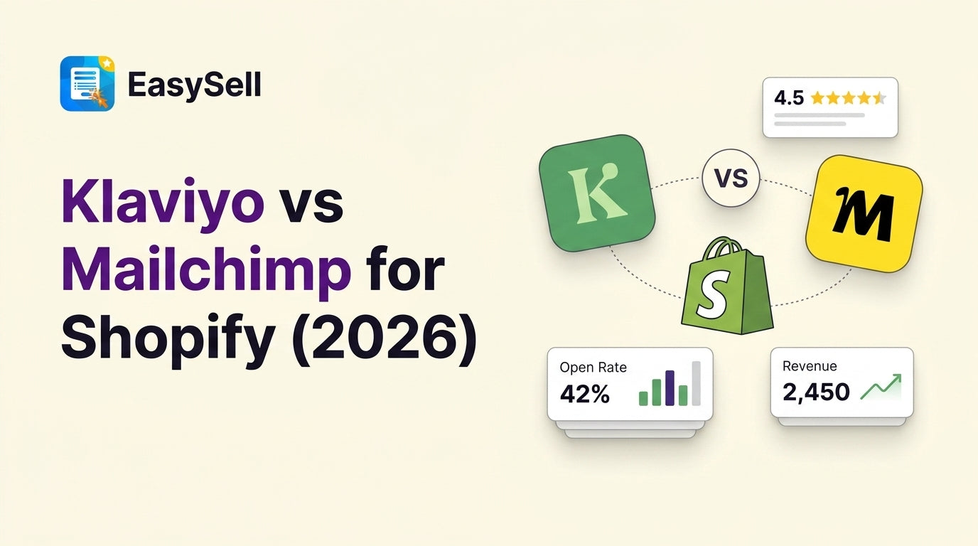 Side-by-side comparison of Klaviyo and Mailchimp email marketing apps for Shopify stores