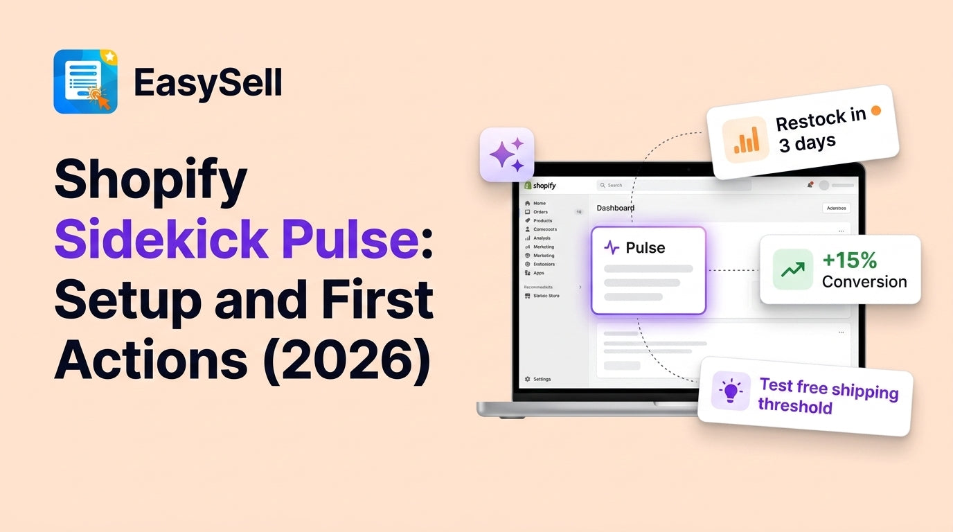 Shopify Sidekick Pulse dashboard showing proactive AI recommendations for store optimization