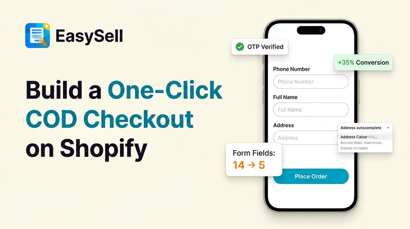 Simplified one-click COD checkout form on Shopify with minimal fields and autofill enabled