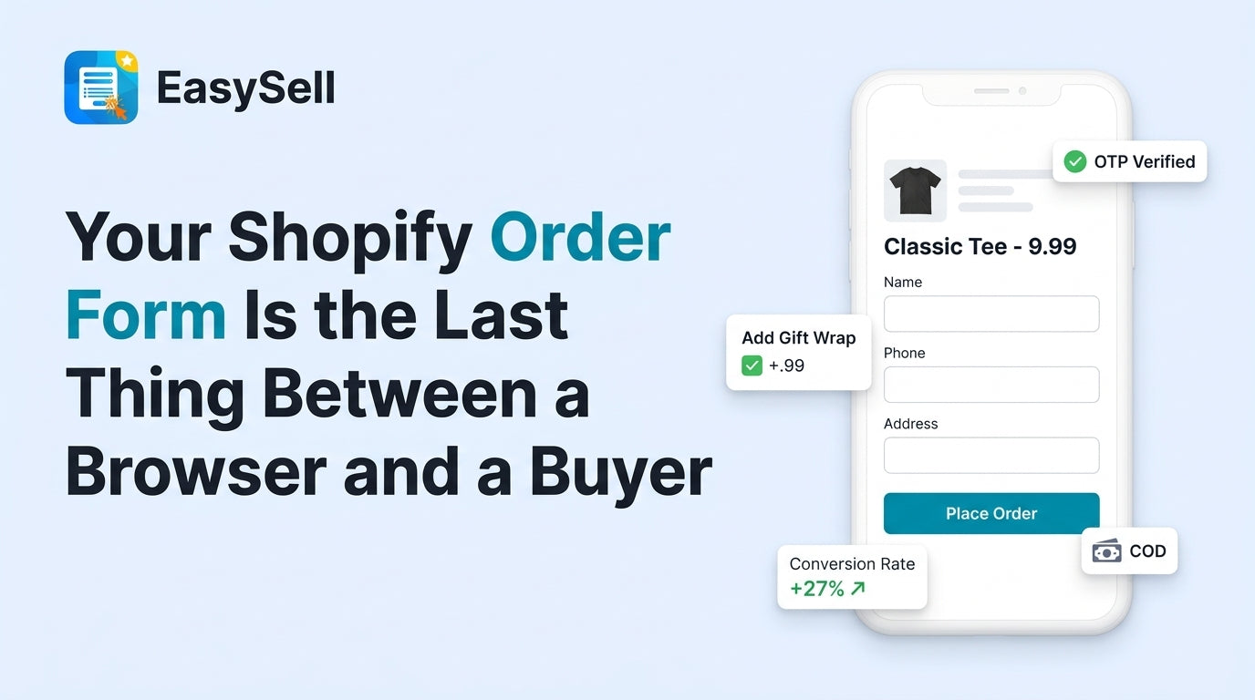 Shopify order form optimization showing a mobile-first checkout design for COD merchants with improved conversion rate
