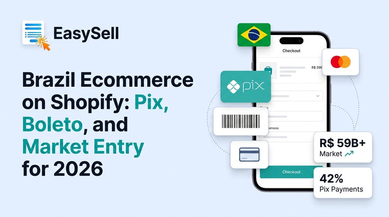 Brazil ecommerce market entry guide for Shopify merchants showing Pix payments and boleto bancario setup