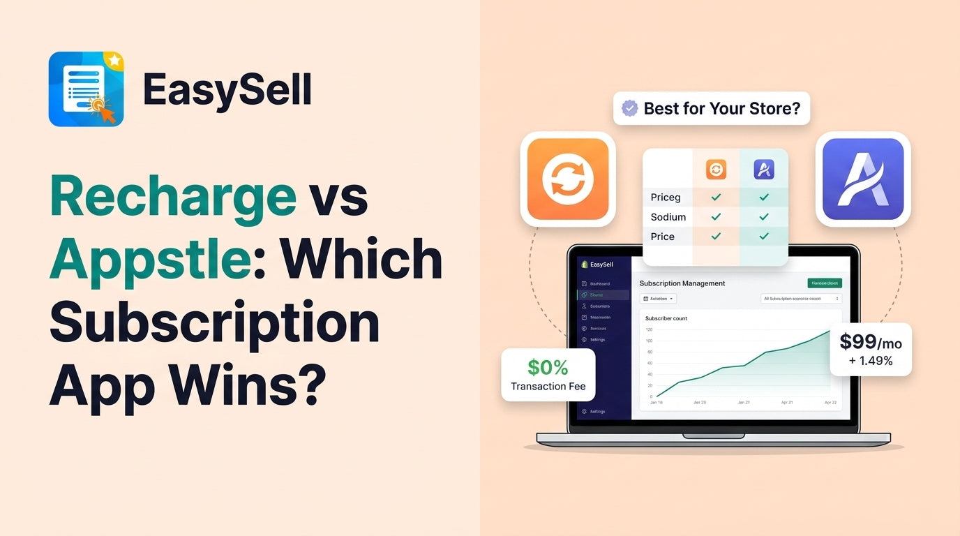 Side-by-side comparison of Recharge and Appstle subscription app features and pricing for Shopify stores