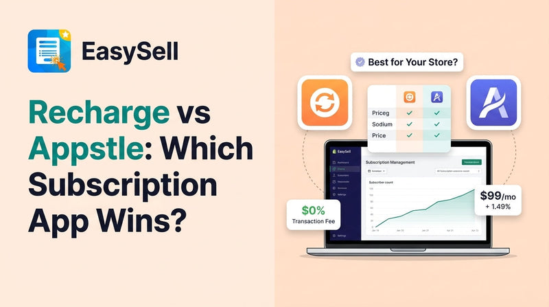 Side-by-side comparison of Recharge and Appstle subscription app features and pricing for Shopify stores