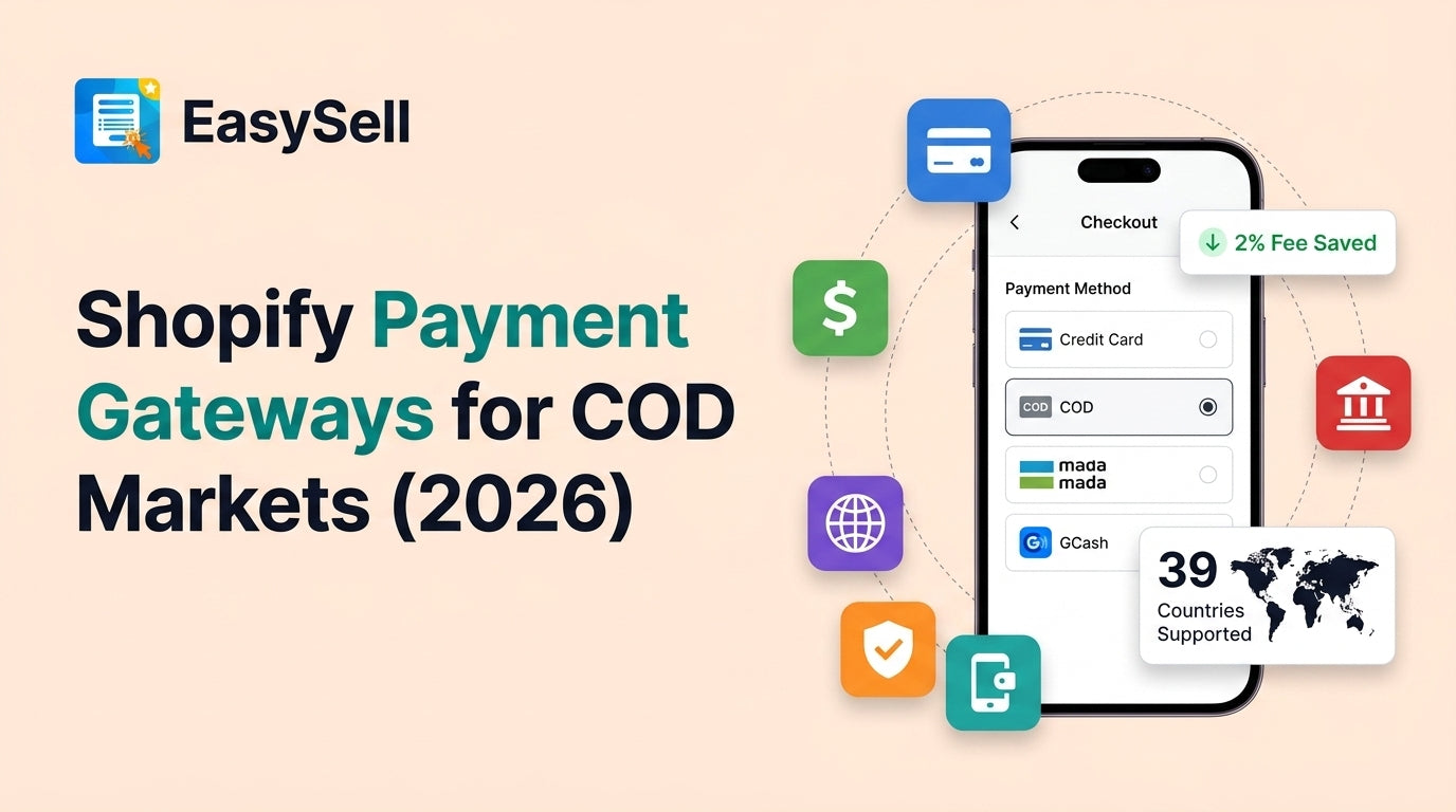 Shopify payment gateway options mapped to COD markets worldwide with regional gateway logos