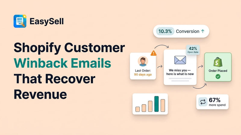 Shopify winback email strategy dashboard showing customer reactivation flow and revenue recovery metrics