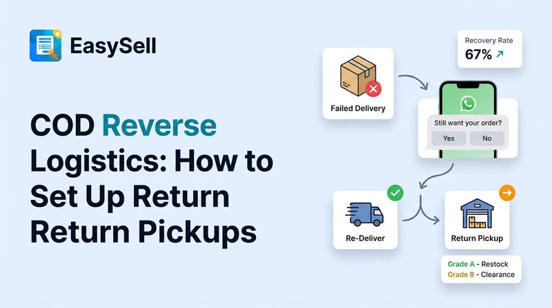 COD reverse logistics return pickup workflow with courier routing and inventory processing steps