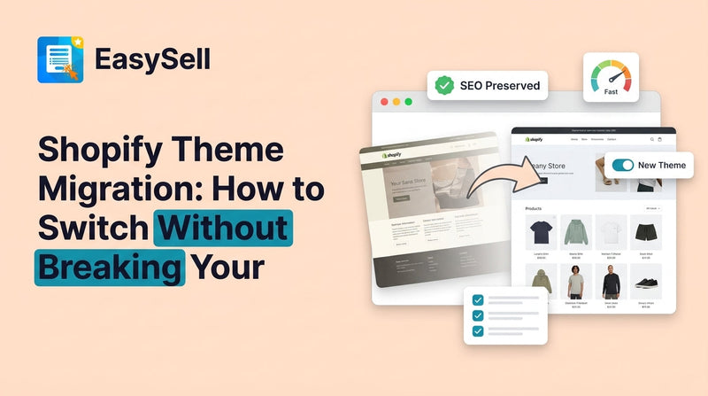 Shopify theme migration checklist with before and after store comparison