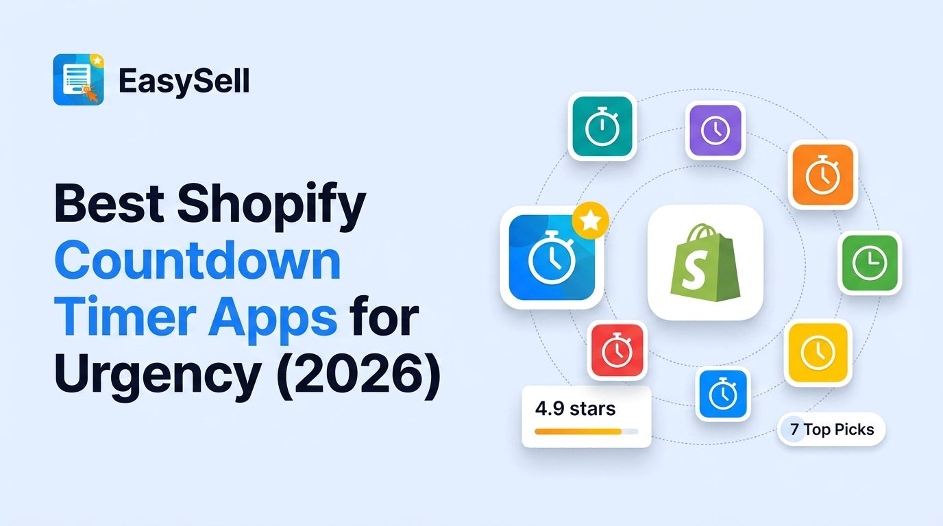 Best Shopify countdown timer apps comparison showing timer bar designs and ratings for 2026