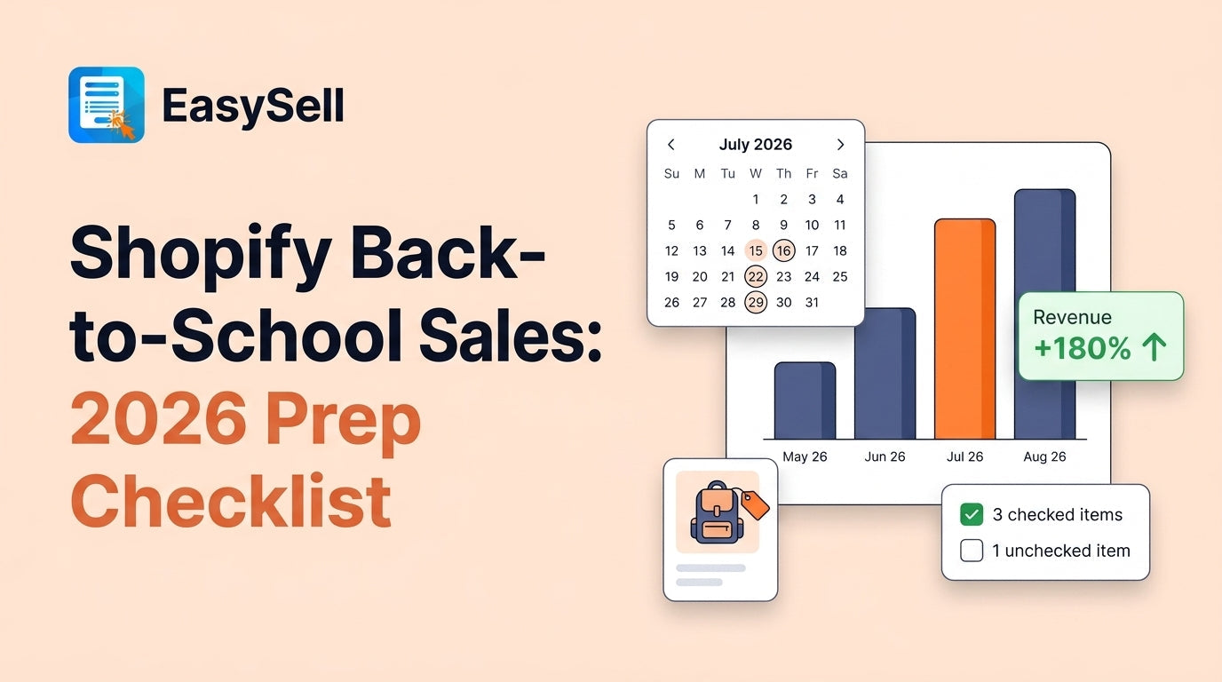 Shopify back-to-school sales 2026 prep checklist with product categories and timeline