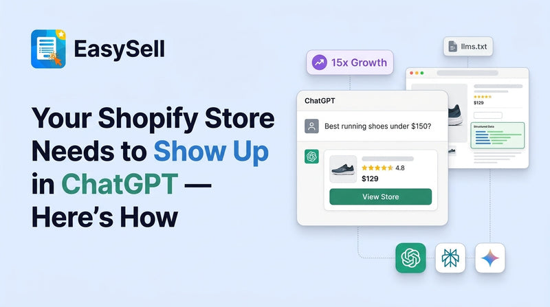 Shopify store product appearing as a recommendation inside an AI chat interface