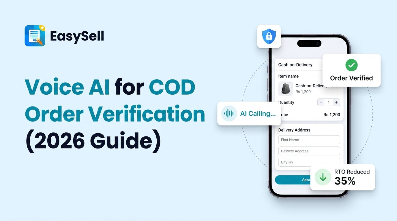 Voice AI automated calling system verifying a COD order on a smartphone with confirmation checkmark