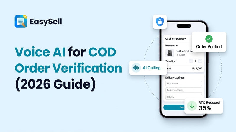 Voice AI automated calling system verifying a COD order on a smartphone with confirmation checkmark