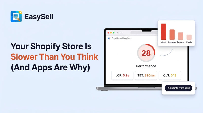 Shopify store speed dashboard showing performance metrics affected by installed apps