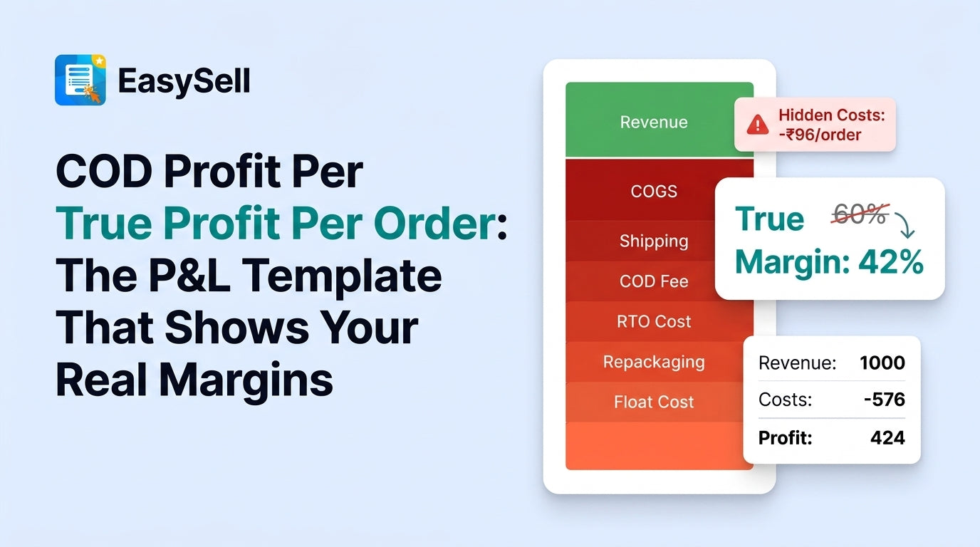 COD profit per order P&L template showing hidden cost breakdown for ecommerce merchants