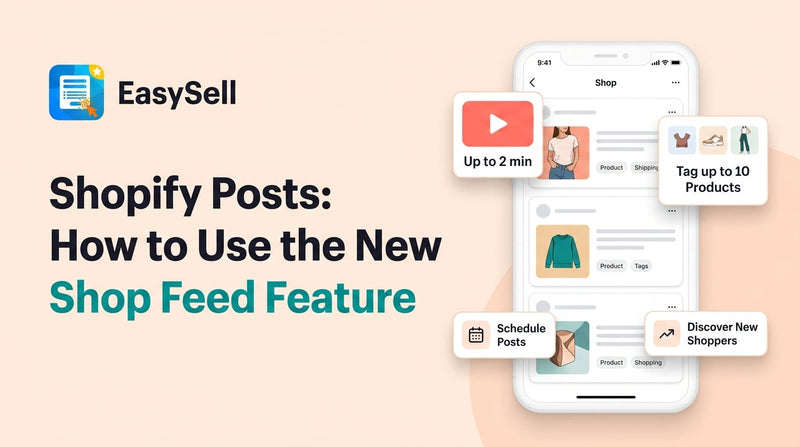 Shopify Posts feature showing shoppable content in the Shop feed with product tags and video support