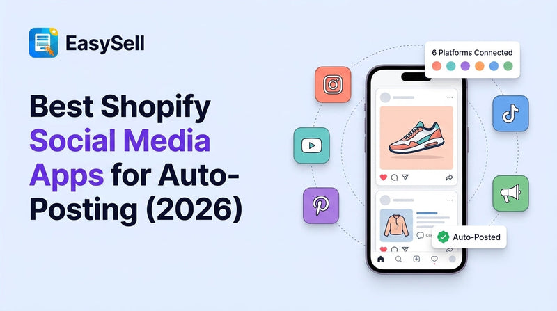 Best Shopify social media auto-posting apps compared for 2026 with app icons and social platform logos