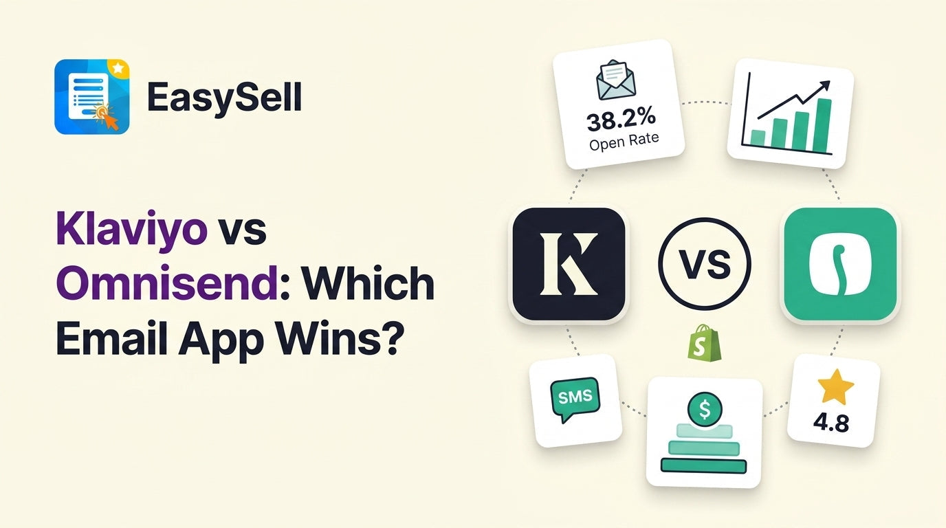 Side-by-side comparison of Klaviyo and Omnisend email marketing apps for Shopify stores