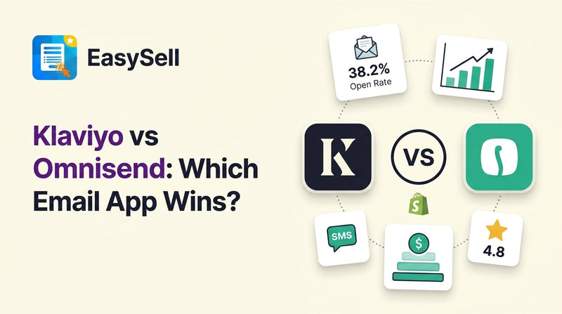 Side-by-side comparison of Klaviyo and Omnisend email marketing apps for Shopify stores