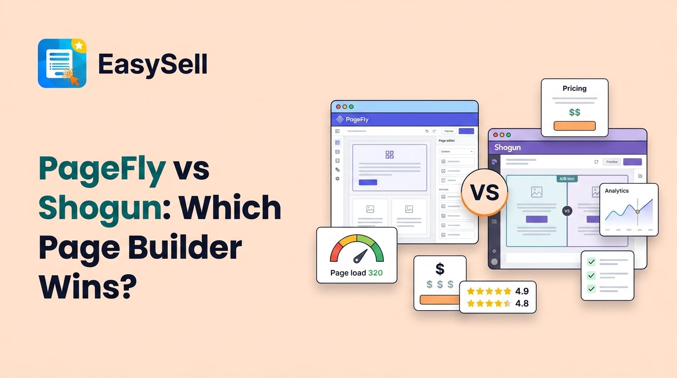 PageFly vs Shogun Shopify page builder comparison showing feature and pricing differences