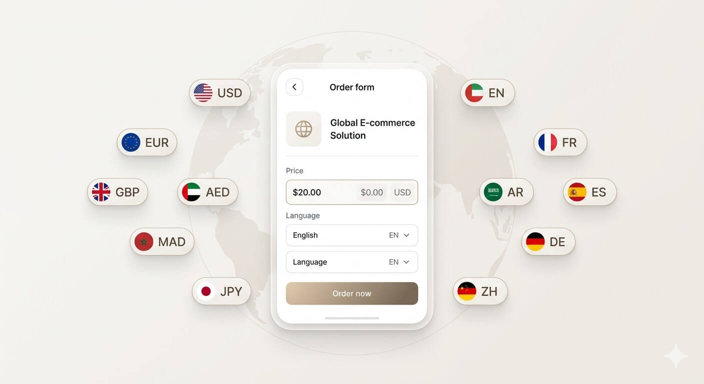 Multi-currency and multi-language order form